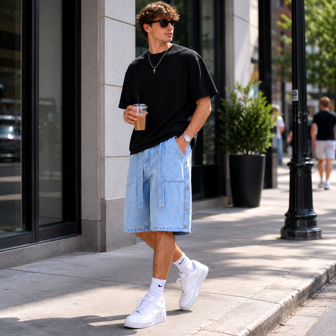 The Brixton Baggy Denim Shorts