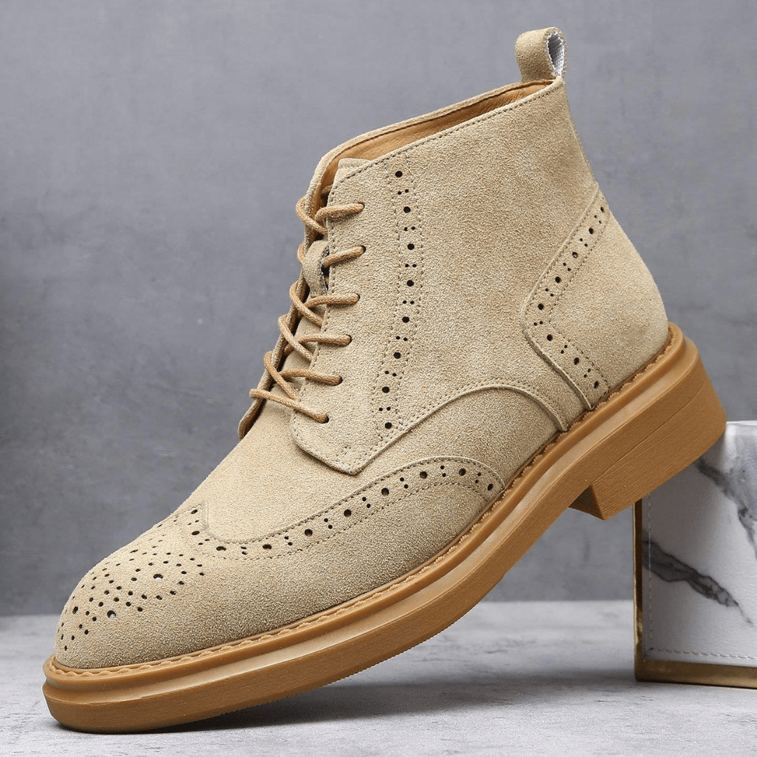 Aldgate Suede Brogue Boot - Camel - 6.5