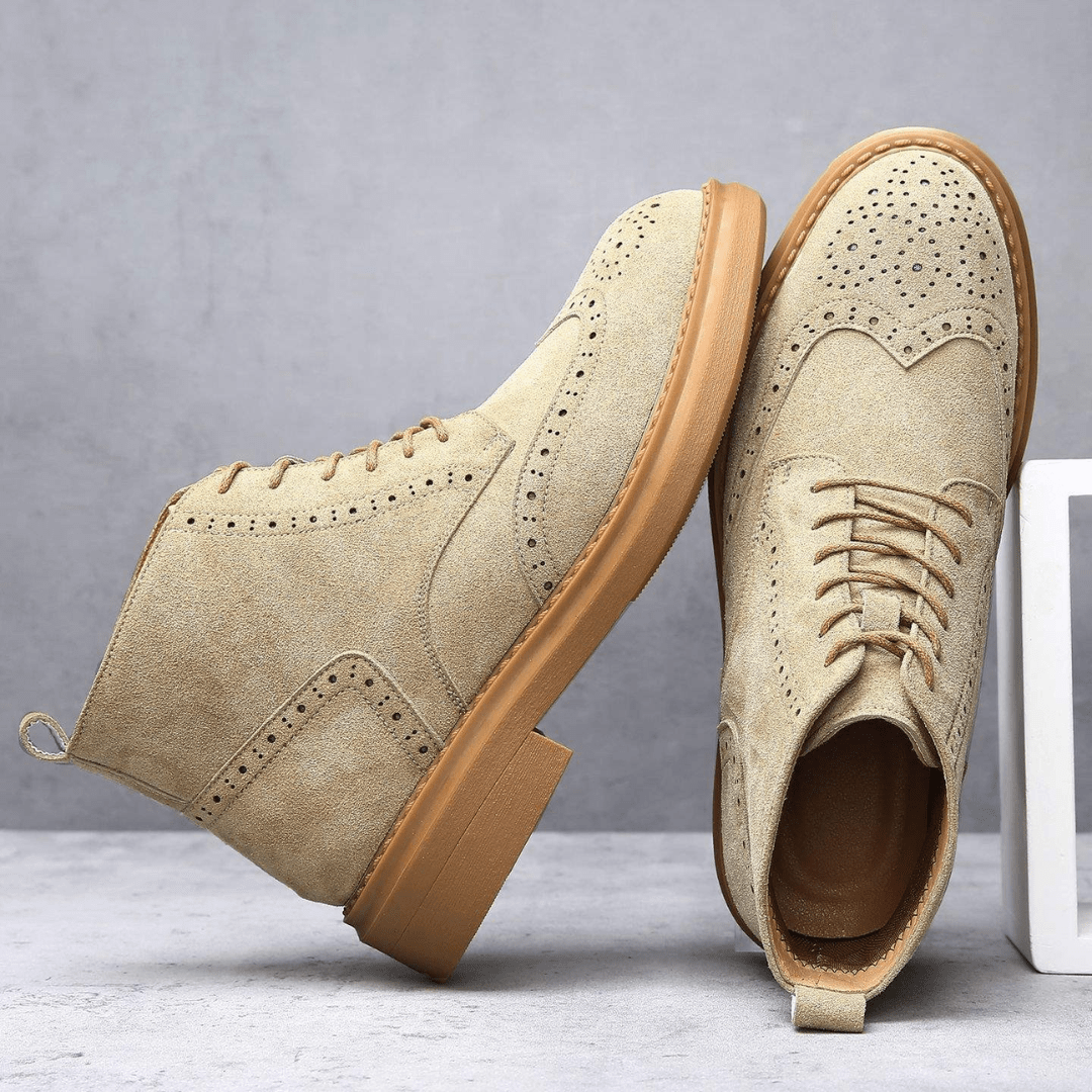 Aldgate Suede Brogue Boot - Camel - 6.5