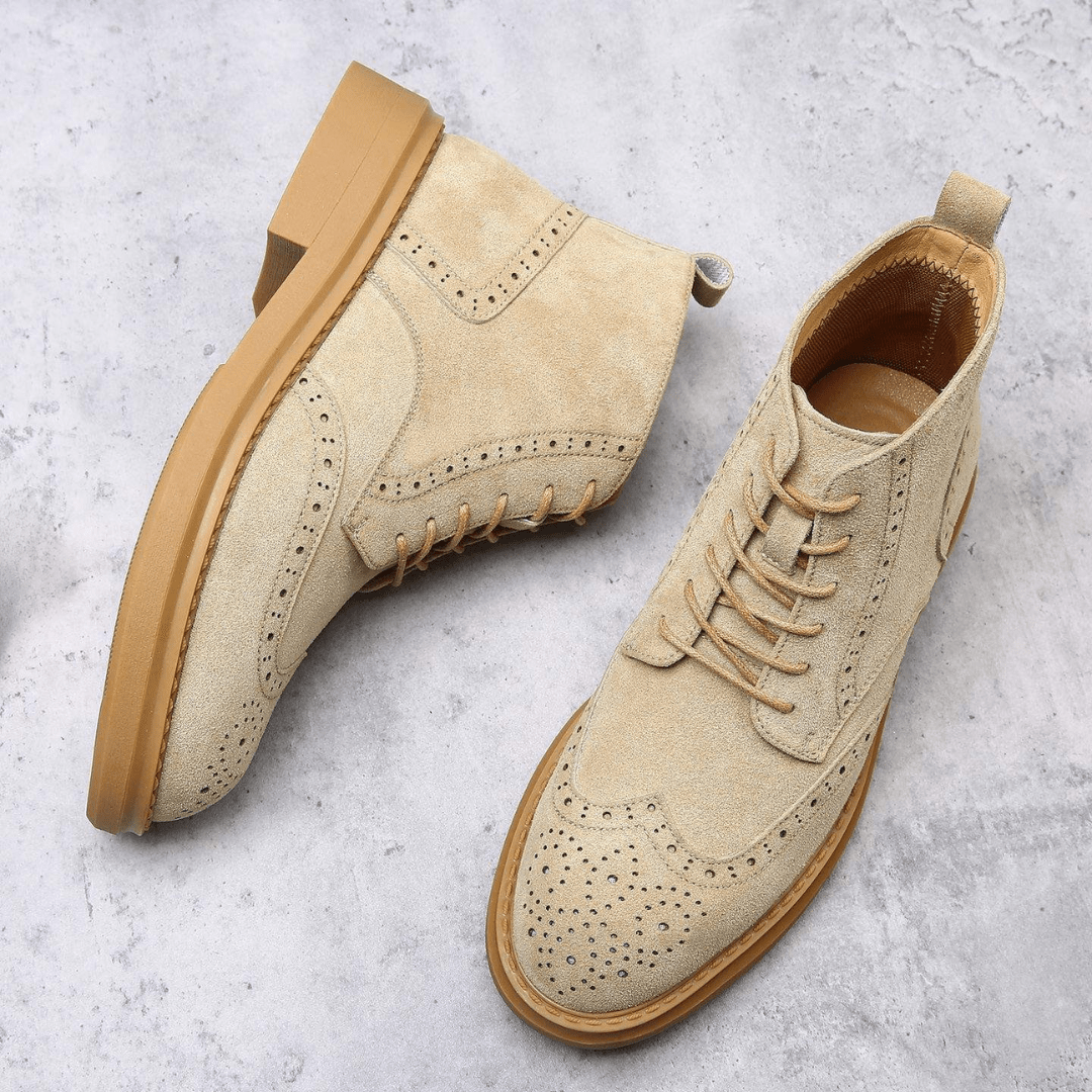 Aldgate Suede Brogue Boot - Camel - 6.5