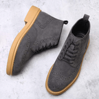 Aldgate Suede Brogue Boot - Grey - 6.5