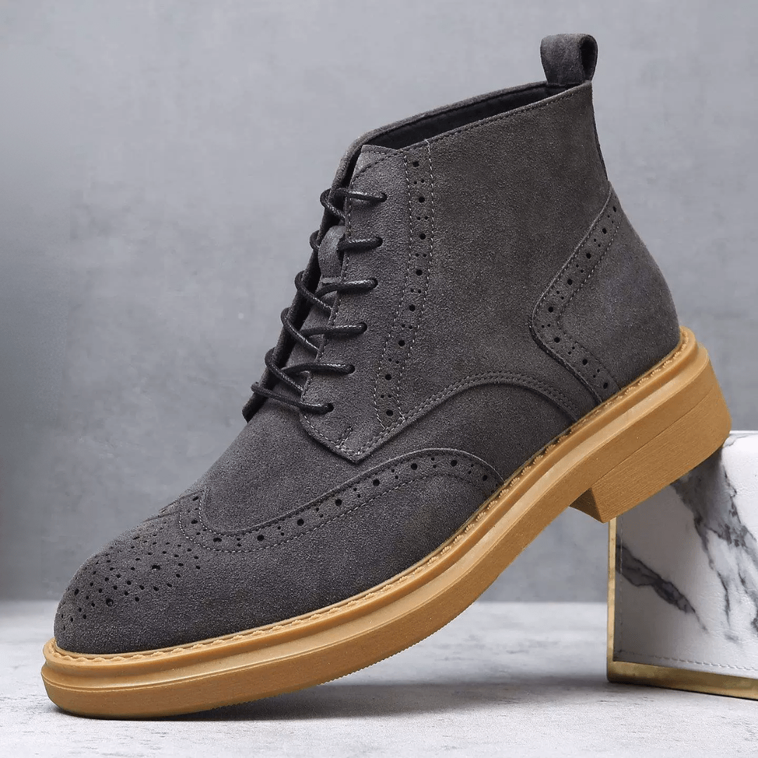 Aldgate Suede Brogue Boot - Grey - 6.5