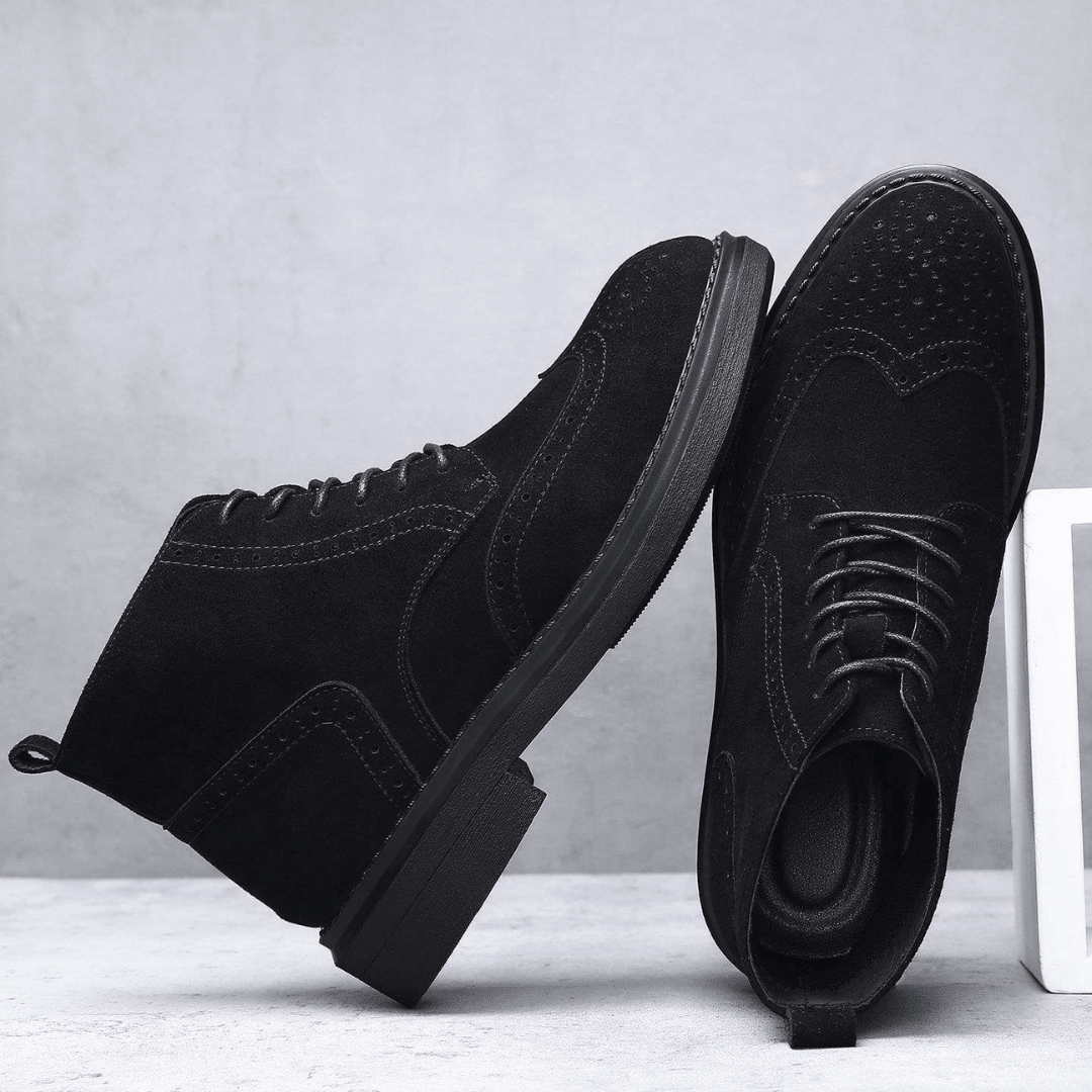 Aldgate Suede Brogue Boot - Black - 6.5