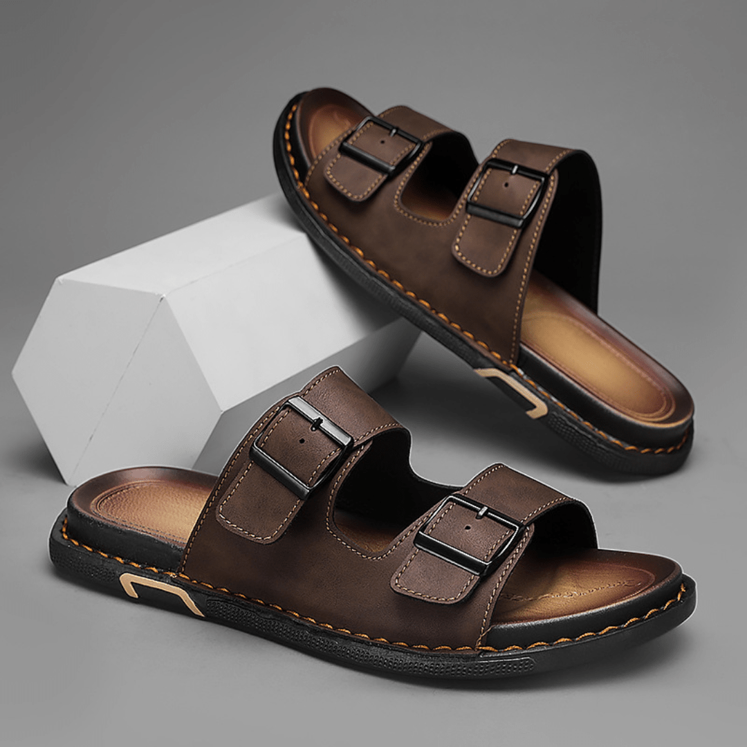Archer Double Strap Slide - Brown - 5.5