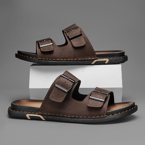 Archer Double Strap Slide - Brown - 5.5