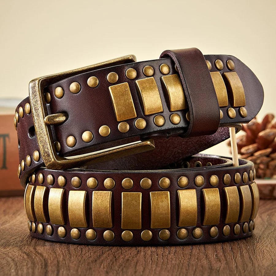 Axel Studded Leather Belt - Greyson Vale