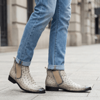 Braxton Ostrich Chelsea Boot - Cream - 5.5