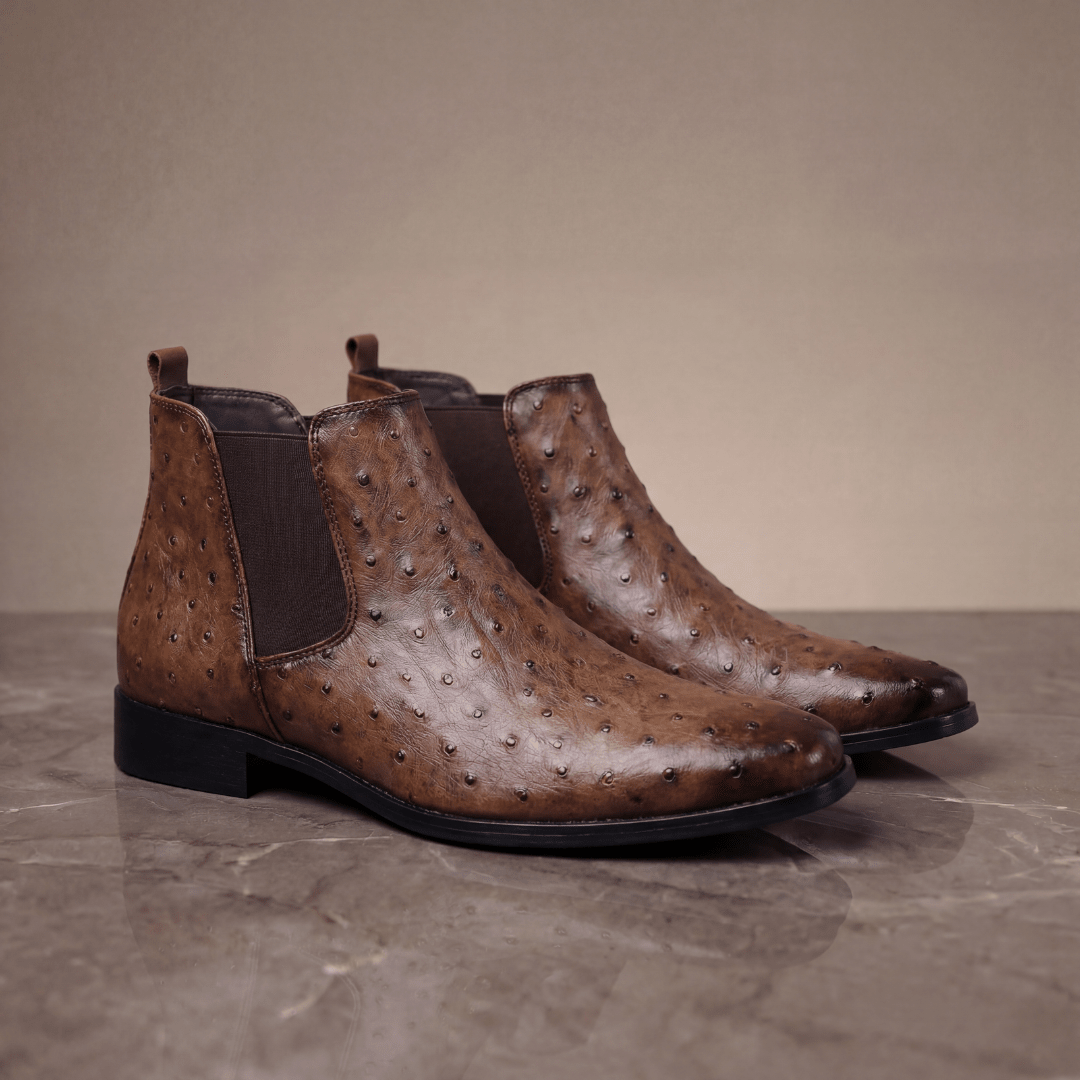 Braxton Ostrich Chelsea Boot - Brown - 5.5