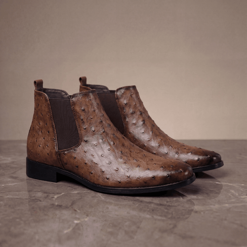 Braxton Ostrich Chelsea Boot - Brown - 5.5