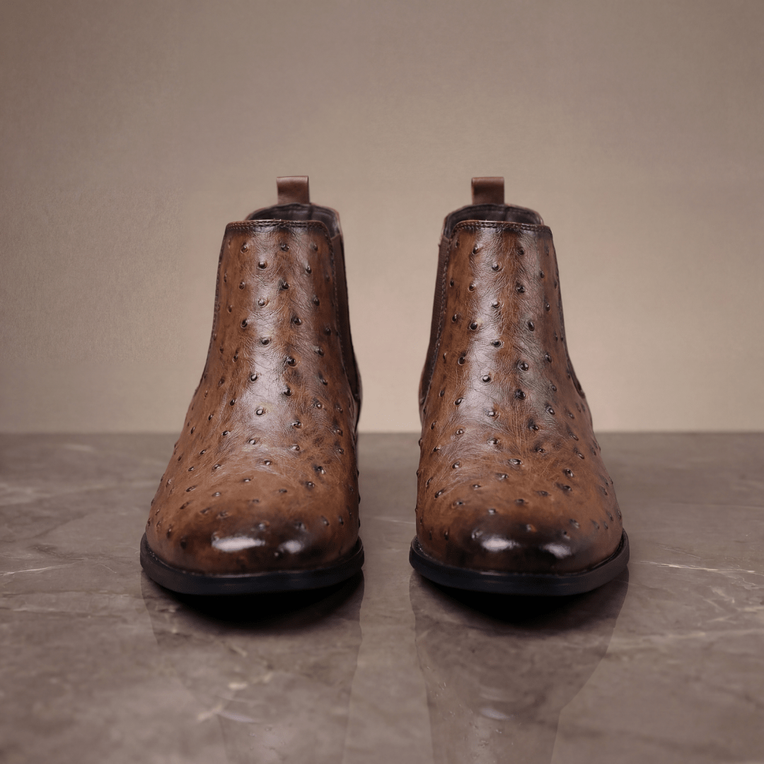 Braxton Ostrich Chelsea Boot - Brown - 5.5