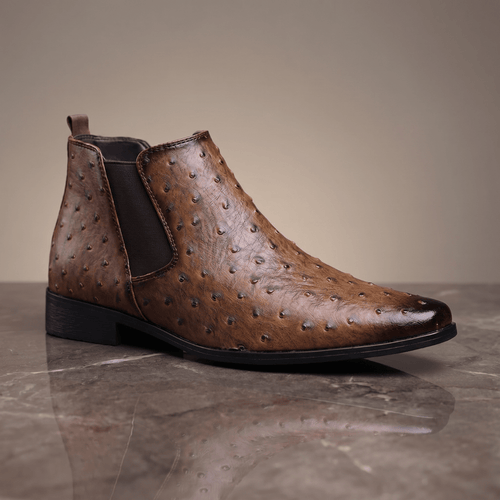Braxton Ostrich Chelsea Boot - Brown - 5.5