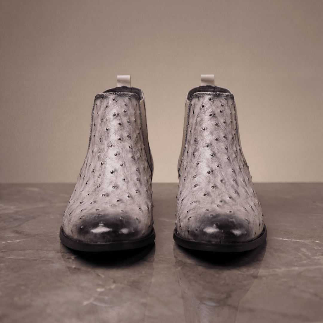 Braxton Ostrich Chelsea Boot - Cream - 5.5