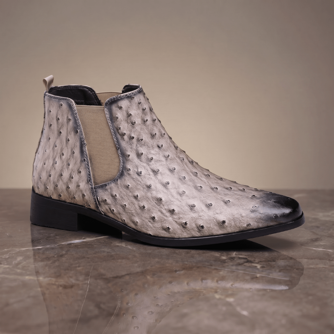 Braxton Ostrich Chelsea Boot - Cream - 5.5