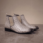 Braxton Ostrich Chelsea Boot - Cream - 5.5