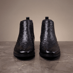 Braxton Ostrich Chelsea Boot - Black - 5.5