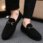 Bruno Horsebit Suede Loafer - Black - 5.5