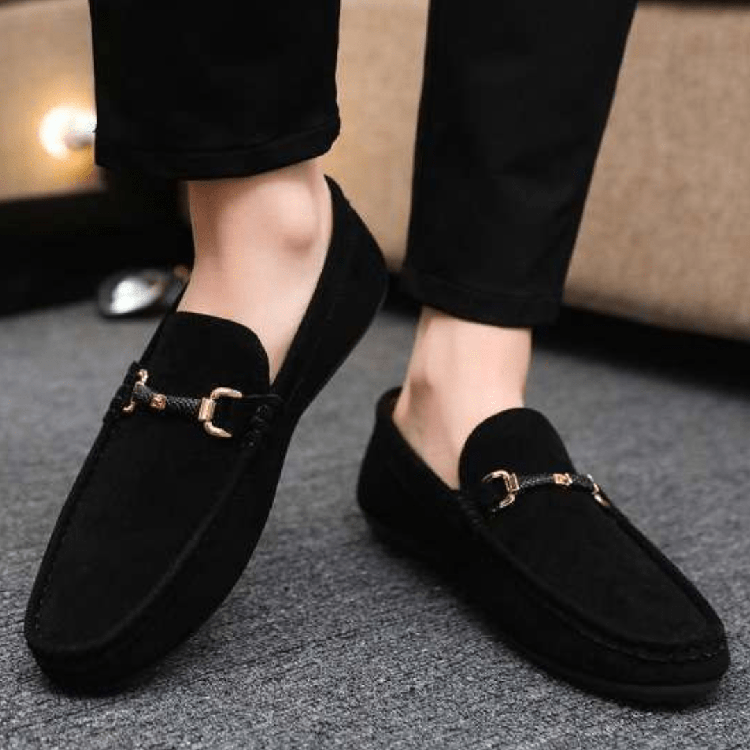 Bruno Horsebit Suede Loafer - Black - 5.5