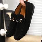 Bruno Horsebit Suede Loafer - Black - 5.5