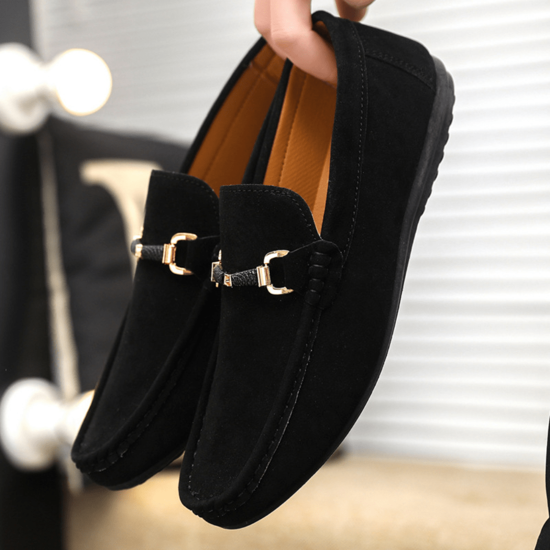 Bruno Horsebit Suede Loafer - Black - 5.5