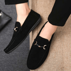 Bruno Horsebit Suede Loafer - Black - 5.5