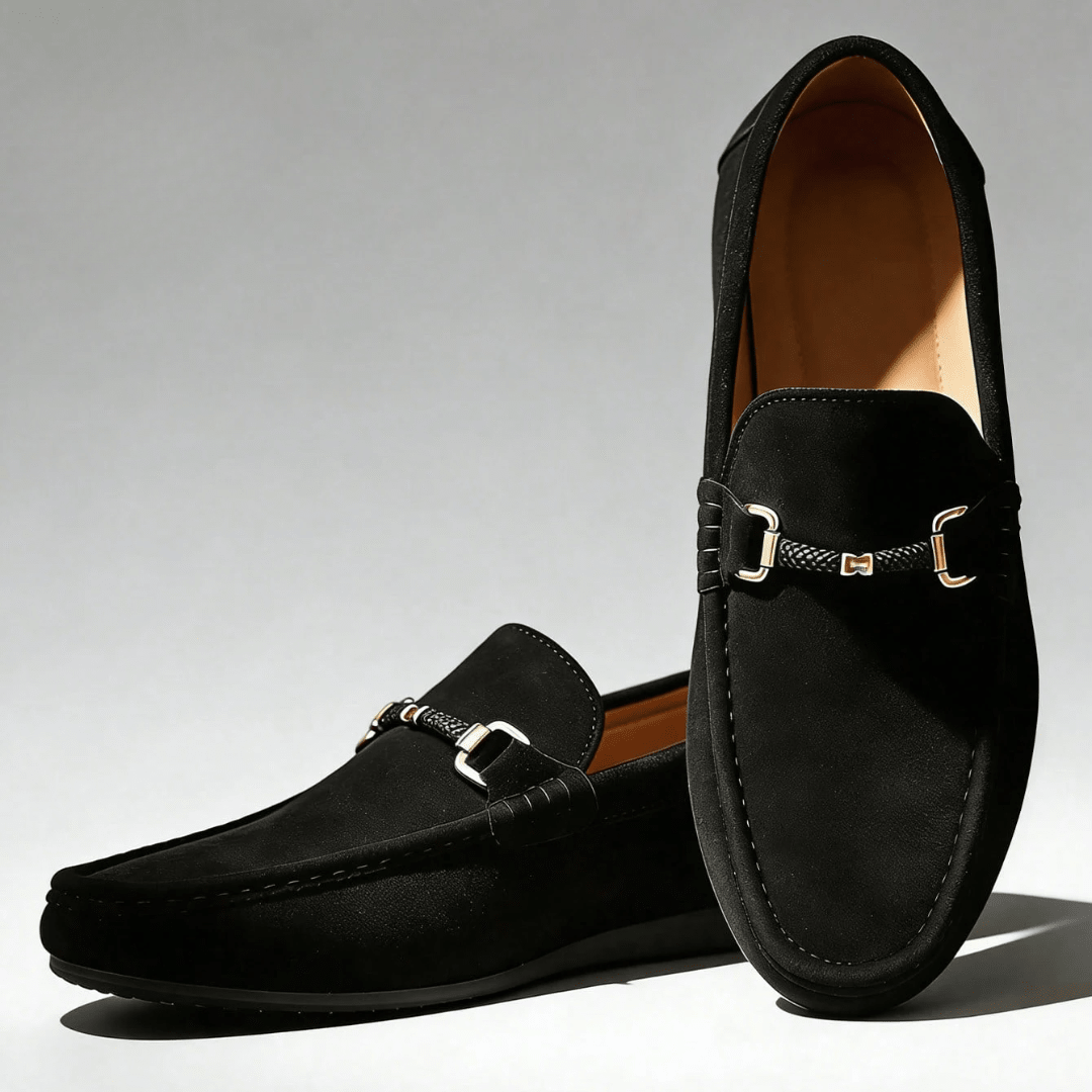 Bruno Horsebit Suede Loafer - Black - 5.5