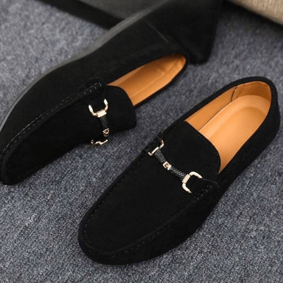 Bruno Horsebit Suede Loafer - Black - 5.5