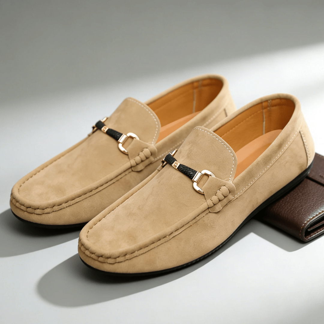 Bruno Horsebit Suede Loafer - Beige - 5.5