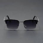 Dalton Browline Shades - Black & Silver / Smoke Gradient Lenses - 