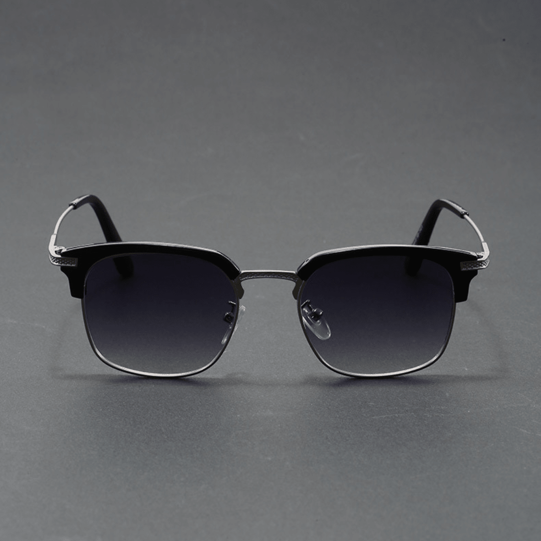 Dalton Browline Shades - Black & Silver / Smoke Gradient Lenses - 