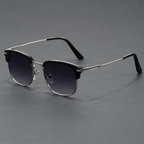 Dalton Browline Shades - Black & Silver / Smoke Gradient Lenses - 