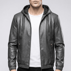 Declan Signature Leather Jacket - Gray - XS