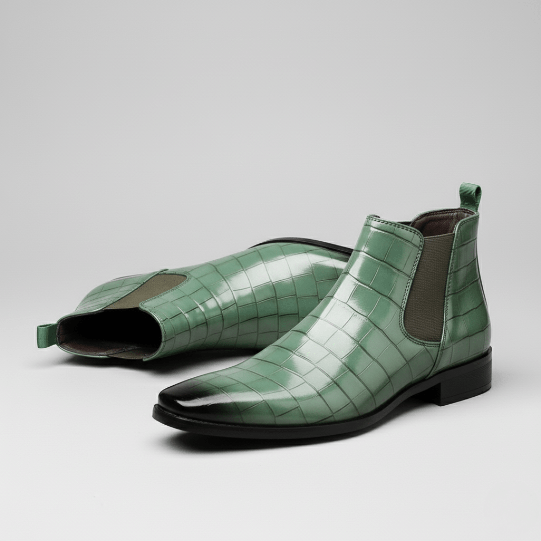 Marco Crocodile Chelsea Boots - Money Green - 7