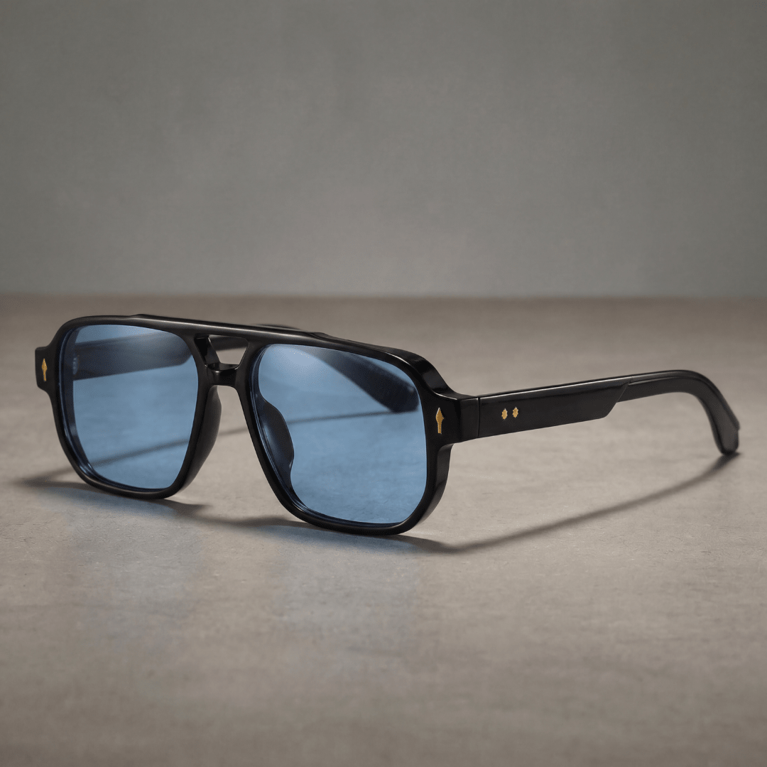 Ronin Retro Flyer Shades - Black / Sky Blue - 