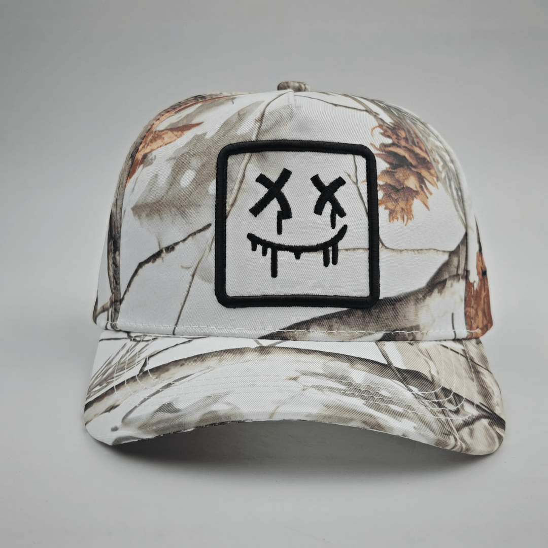 Stitched Smile Camo Snapback - Blaze Orange Camo - 