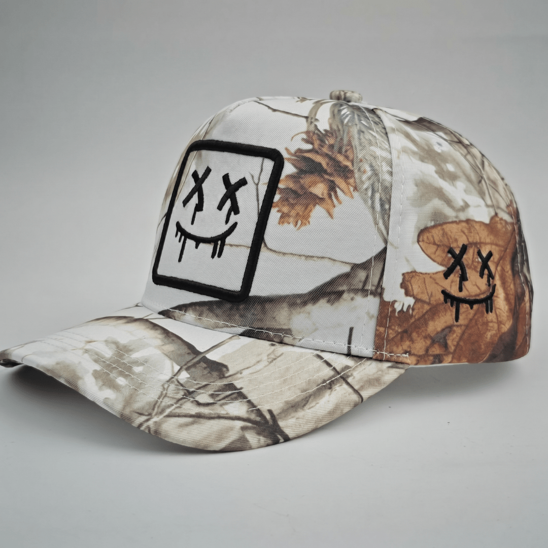 Stitched Smile Camo Snapback - Snow Camo - 