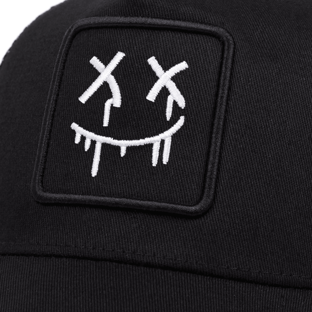 Stitched Smile Trucker Hat - Black - 