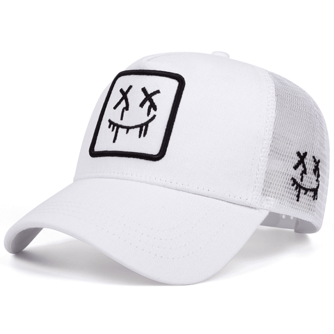 Stitched Smile Trucker Hat - White - 