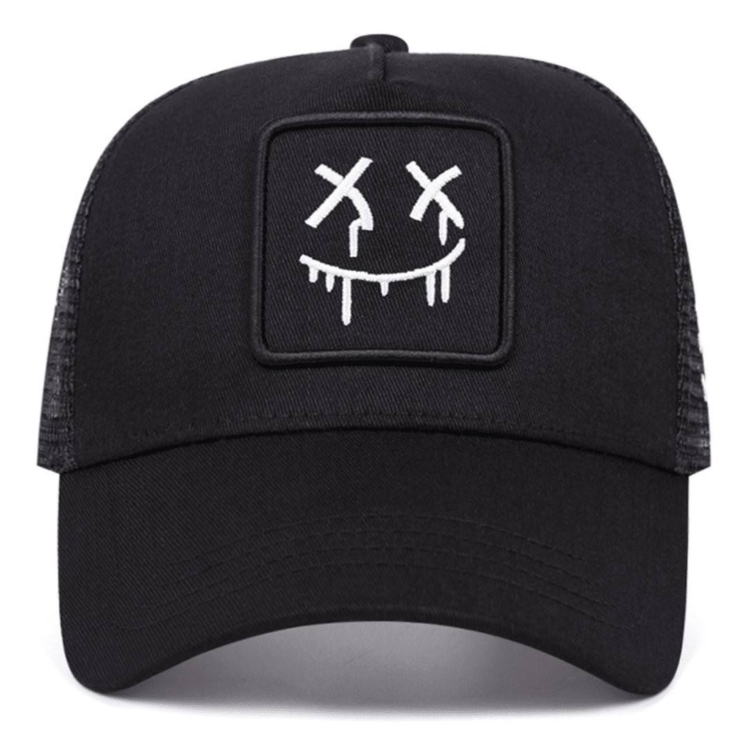 Stitched Smile Trucker Hat - Black - 