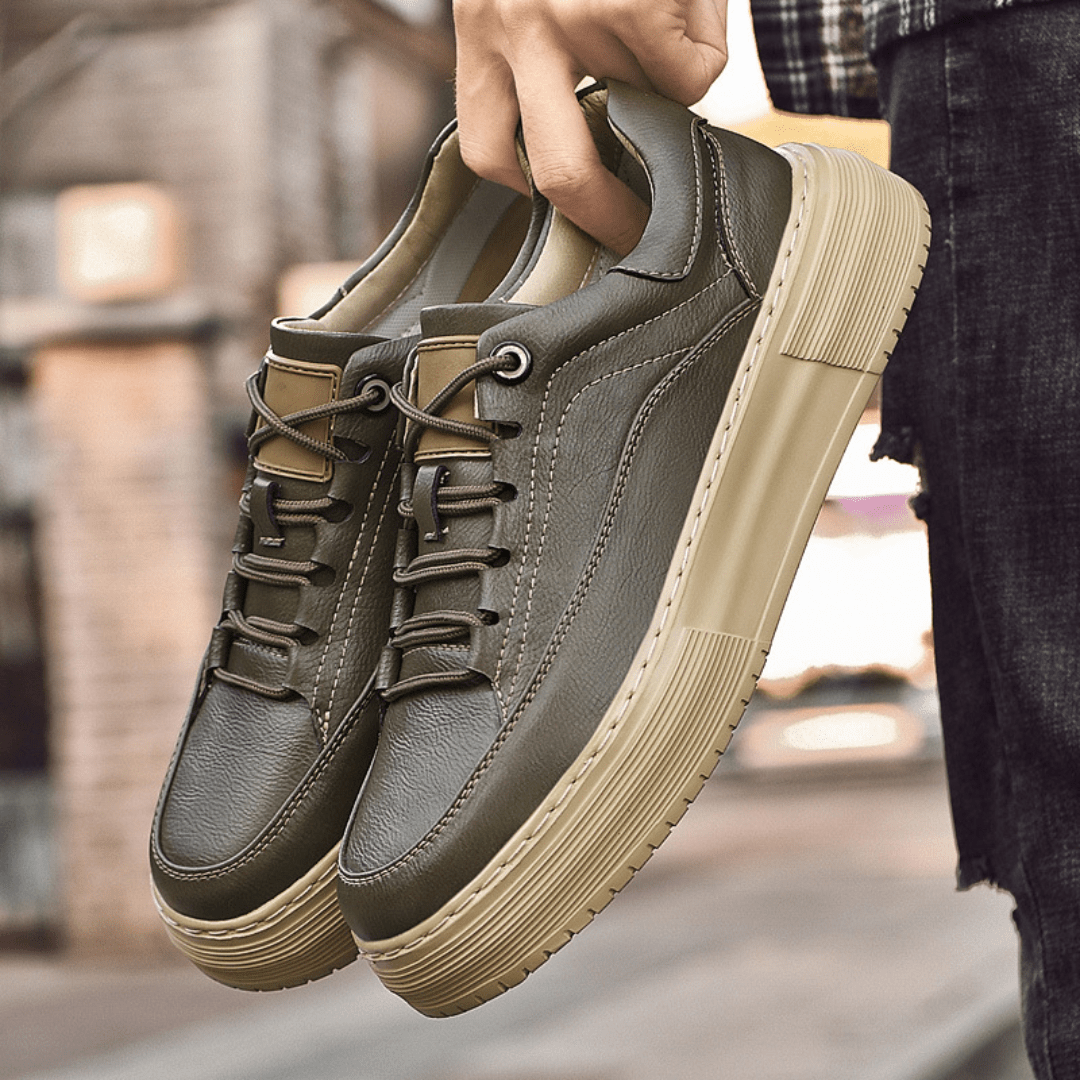 The Bastion Leather Sneaker - Khaki - 6.5