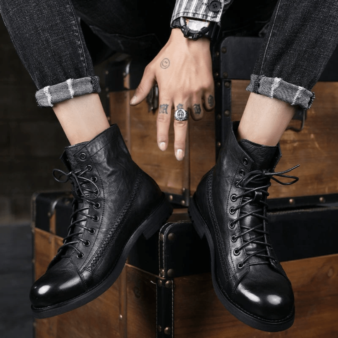 The Brixton Leather Boot - Obsidian Black - 6