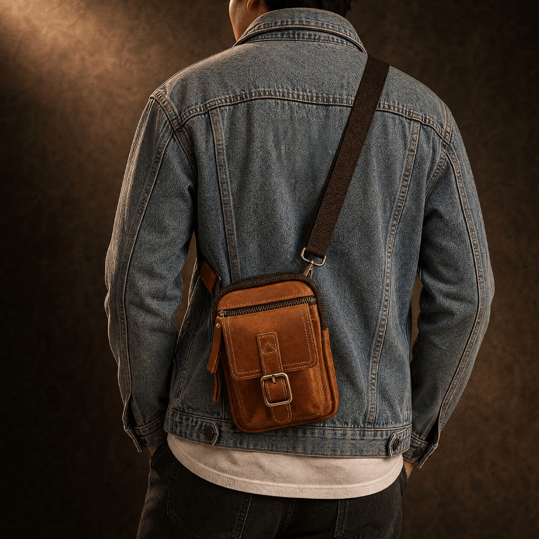 The Carson Leather Crossbody - Cognac - 
