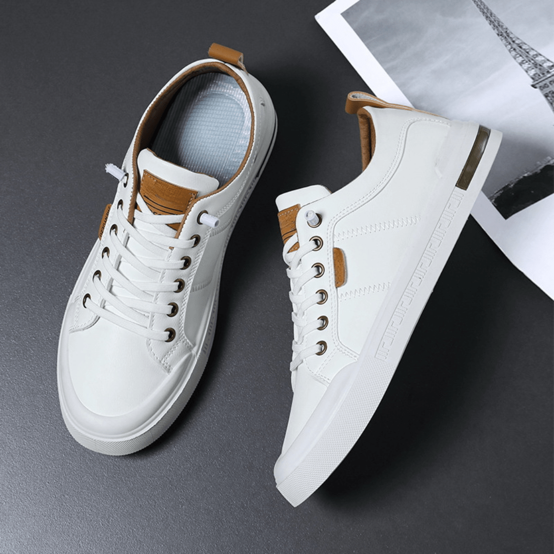 The Creston Leather Sneaker - White/Khaki - 6