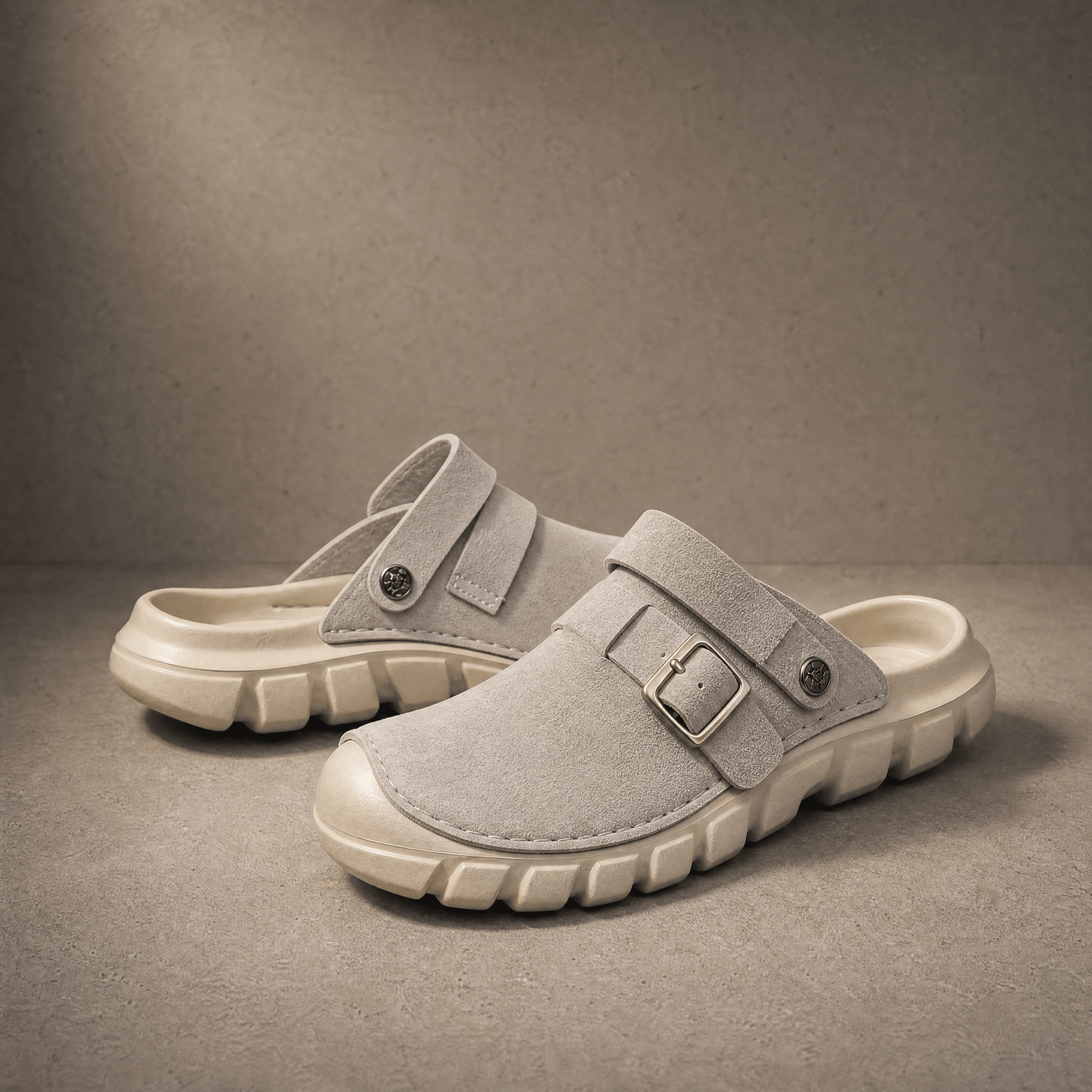 The Denver Suede Clog - Stone - 5.5