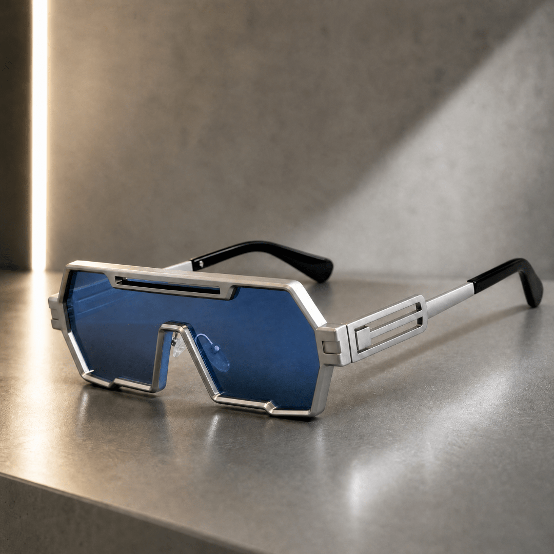 The Ferretti Geometric Frames - Gunmetal Blue - 