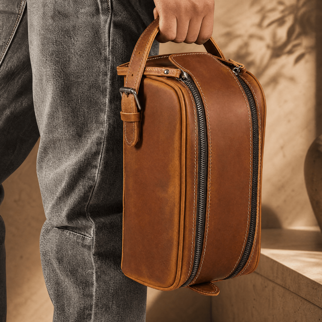 The Fieldstone Leather Dopp - Cognac - 