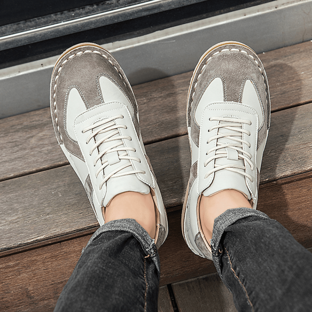 The Grafton Casual Leather Shoes - Cream - 5.5