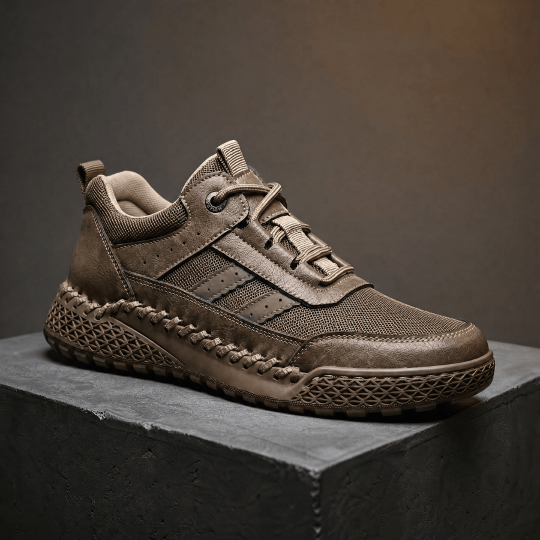 The Hadley Leather Sneaker - Khaki - 5.5