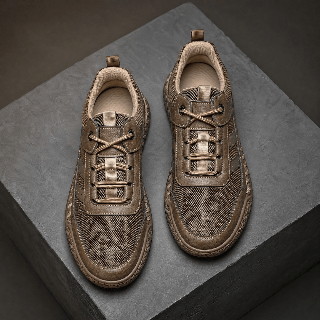 The Hadley Leather Sneaker - Khaki - 5.5