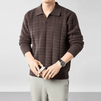 The Harmon Waffle - Knit Polo - Espresso - XS