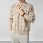 The Harmon Waffle - Knit Polo - Beige - XS
